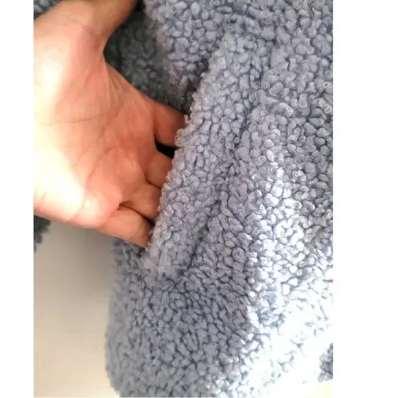 Soft Surroundings Contesse Long Sleeve Faux Sherpa Coat Carolina Blue Medium - Picture 8 of 11